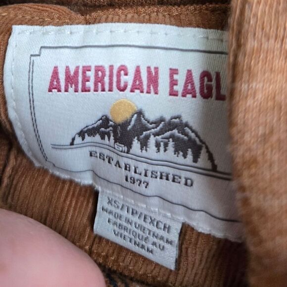 American Eagle fall plaid button up hoodie shirt size xs - Picture 3 of 7